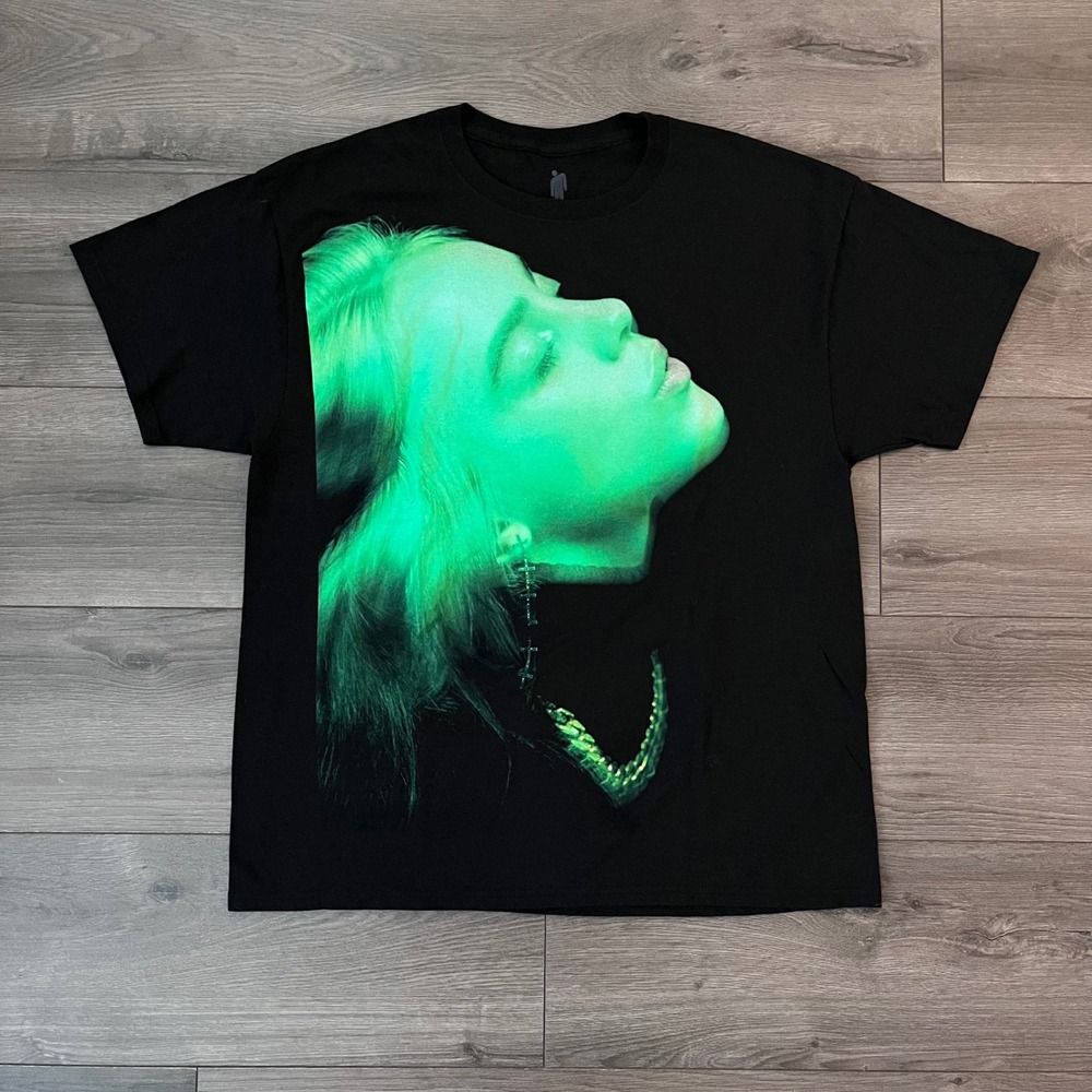 Billie Eilish Where Do We Go World Tour 2020 Graphic T-Shirt Black Green Men L